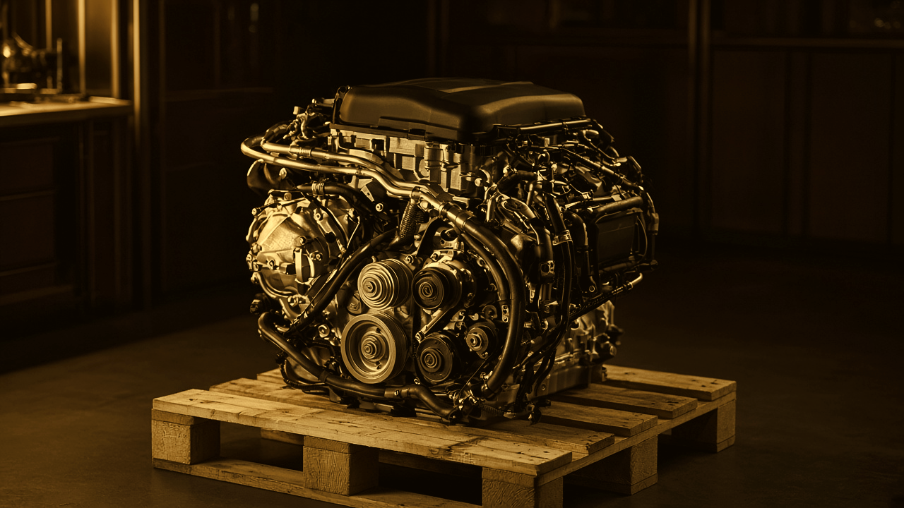 Engine prepared on a pallet